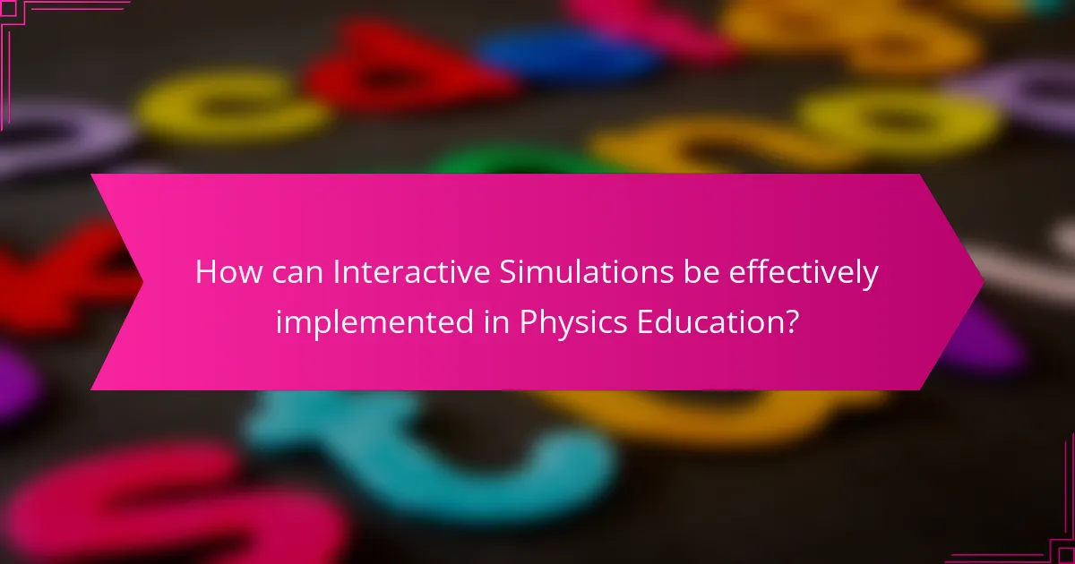 How can Interactive Simulations be effectively implemented in Physics Education?