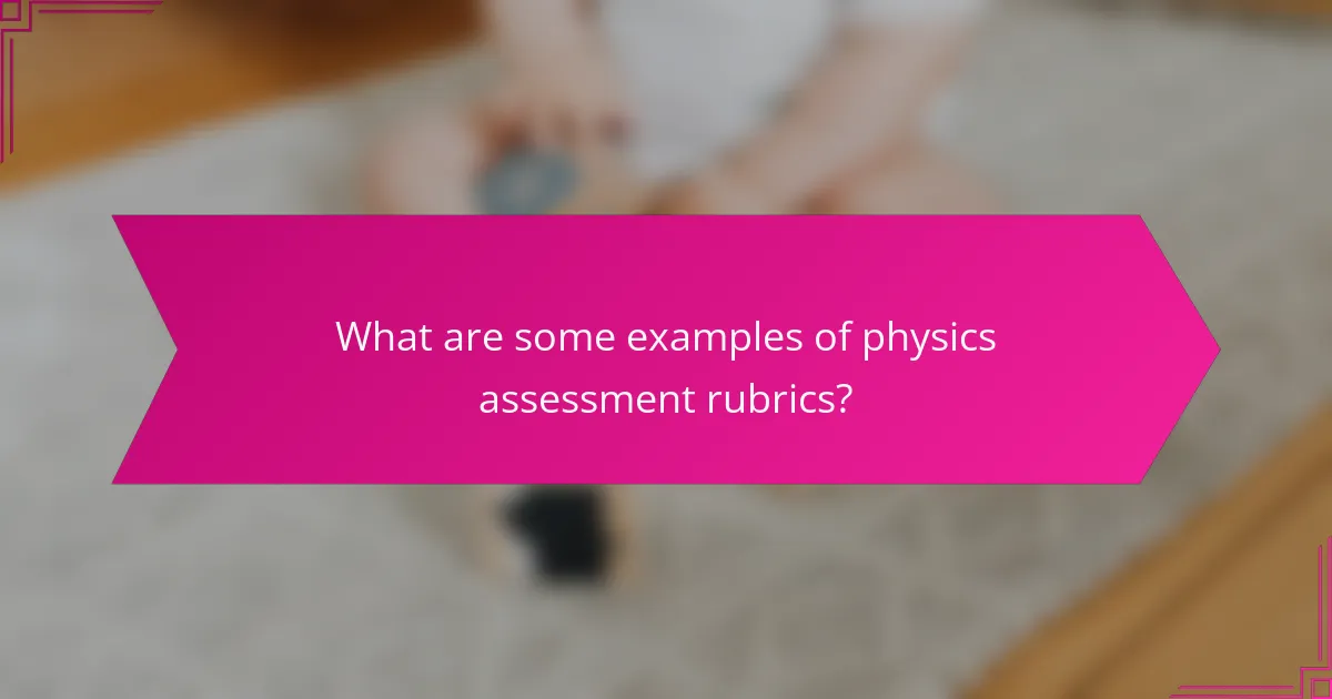 What are some examples of physics assessment rubrics?
