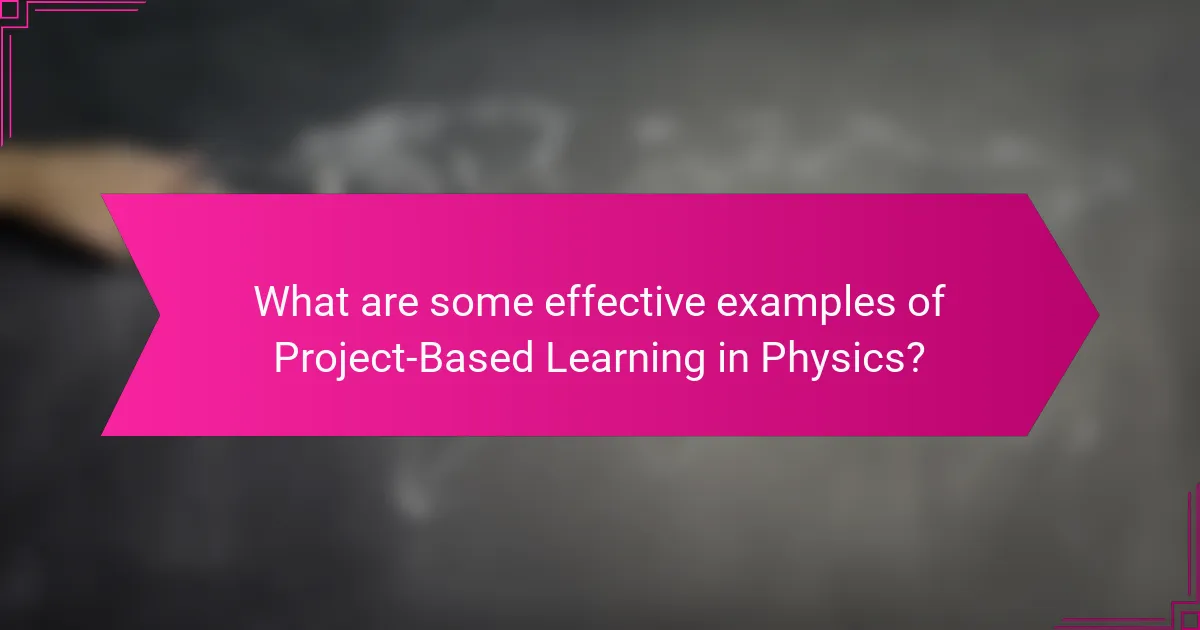 What are some effective examples of Project-Based Learning in Physics?