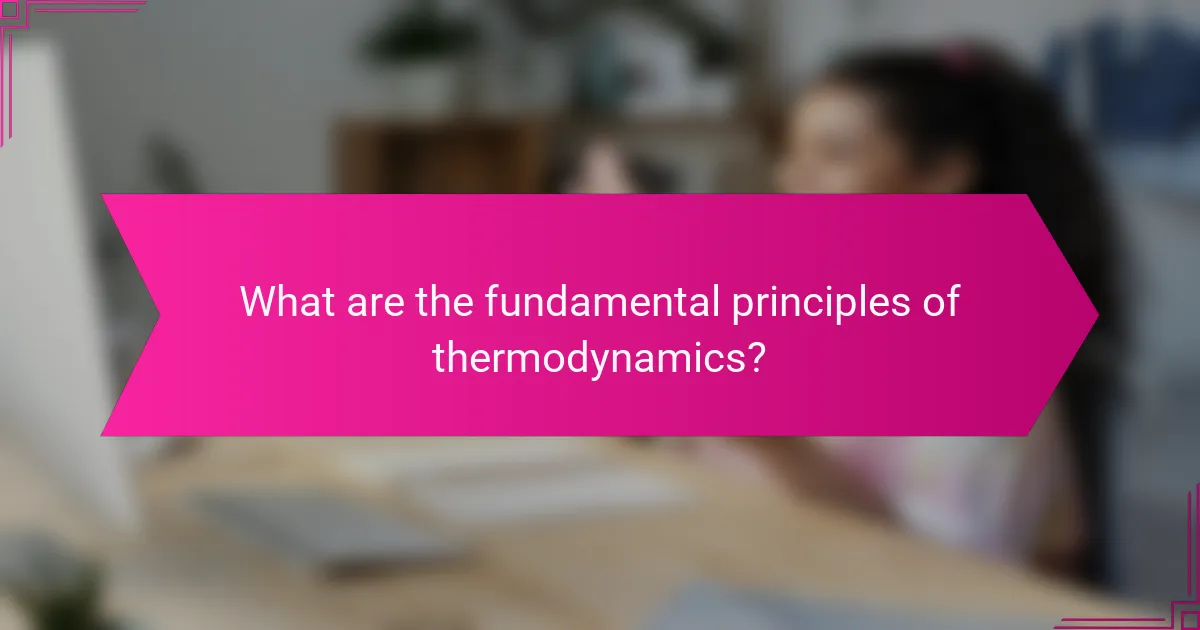 What are the fundamental principles of thermodynamics?