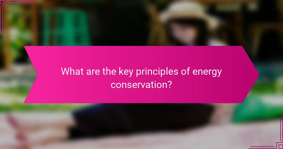 What are the key principles of energy conservation?